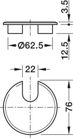 63 mm Kabeldurchlass-Abdeck. Zi. chr. Ø 76mm