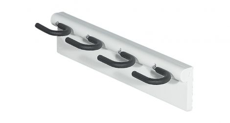 318 x 27 x 75 mm Stielgerätehalter-Leiste weiss 4 fach
