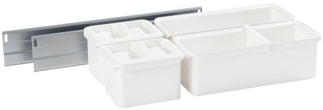 weiß
Tragschienen: weißaluminium, RAL 9006, Tragschienen: pulverbeschichtet, weiss, Tragschienen: pulverbeschichtet weissaluminium RAL 9006 Einh.Boxen Kst.we. 2x1,0/2x2,1l