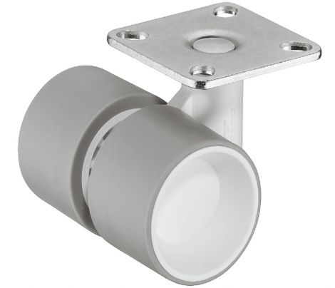 weich Des.Möbelrolle grau/weiss m.Pl. Ø 40mm