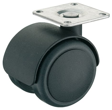 weich Doppelrolle W schw.Platte Ø 50mm
