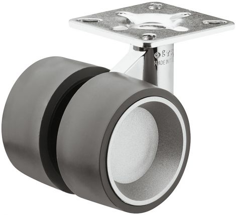 weich Doppellenkro. chrom./grau, Platte Ø 60mm