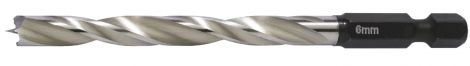 Holzspiralbohrer, HSS, mit Sechskantaufnahme 1/4"