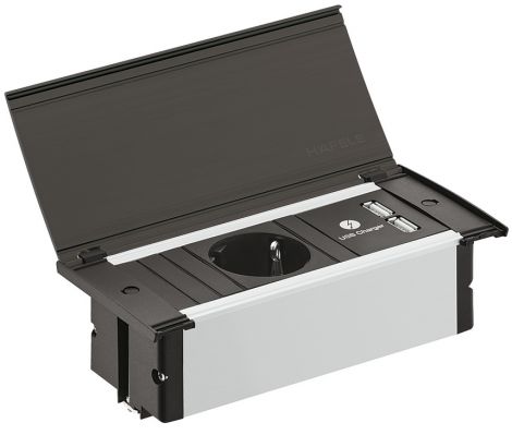 Gehäuse: schwarz Steckdosen-Element Kapsa schw.Schuko/USB