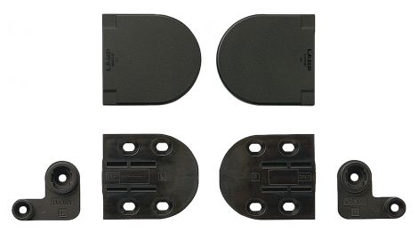 Scharnier und Montageplatte: schwarz
Abdeckkappe: schwarz Deckelscharn.Soft-close schw.340-500Ncm