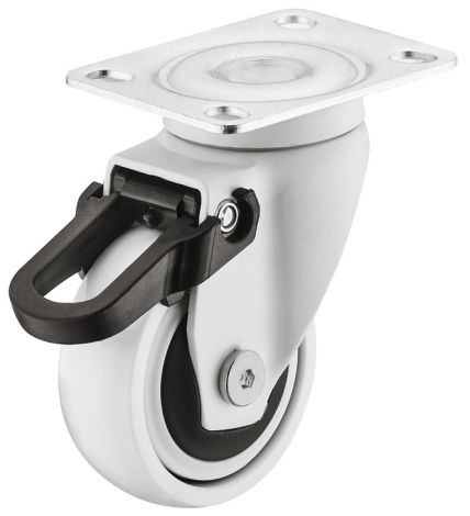 weich Lenkrolle mit Feststeller weiß 30kg 50mm