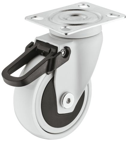 weich Lenkrolle mit Feststeller weiß 50kg 75mm