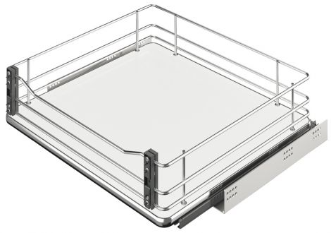 Tablar-Boden: weiß, Korb: verchromt
Führung: verzinkt Frontauszug V St.anthr./chr./we. 600mm