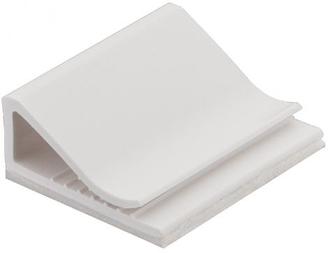 Flachband-Kabelhalter, 20mm,kleben,weiss