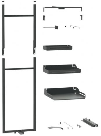 Tablarfront: eichefarben, Auszugsrahmen und Tablare: pulverbesichtet, anthrazit HS-IAZ St.anthr. 600/1900mm