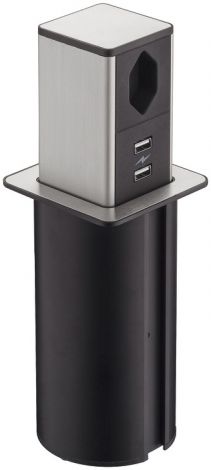 Popup schwarz/Inox 1CH/2USB